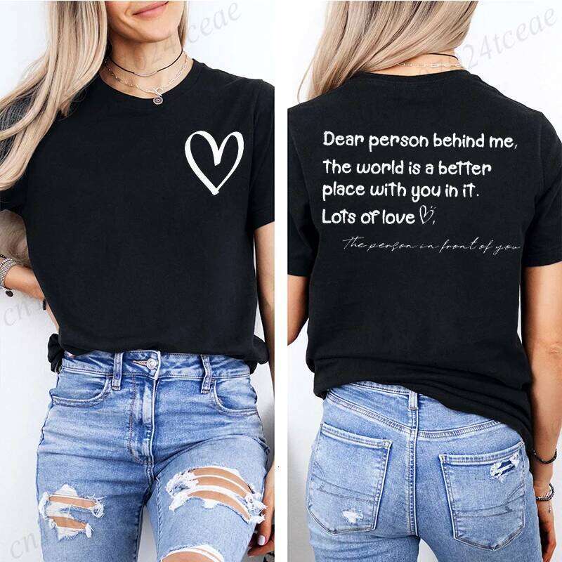 Dear Person Behind Me Printed Summer T-Shirts Tops Mental Health Awareness Design Women's Graphic T-Shirt Short Sleeve Clothing Z260312