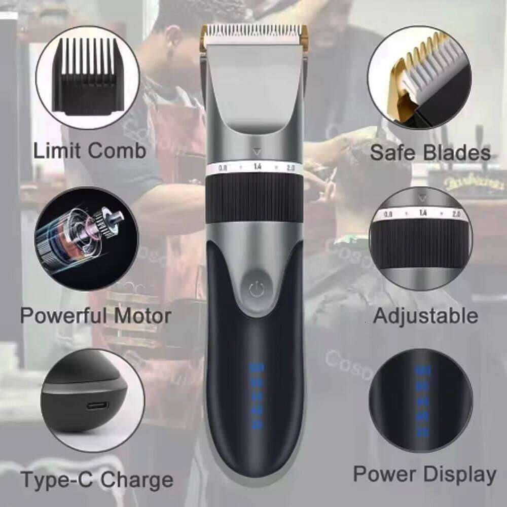 Professional electric men barber beard rechargeable clippers ceramic blades hair trimmer Adult Kid C260312