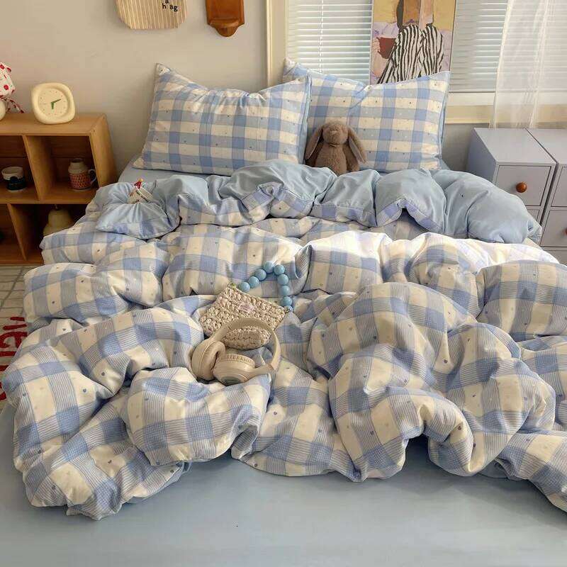 2025 new winter class A imitation cotton four-piece set ancient washing small fresh printing bedding kit H260312