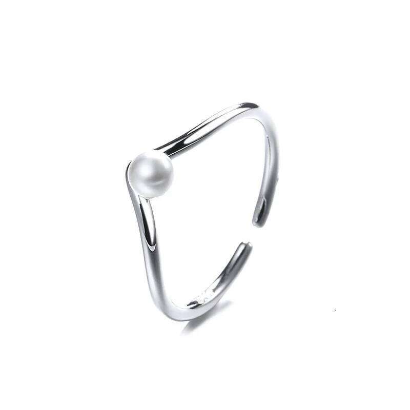 925 Silver V-shaped Pearl Adjustable Rings For Women Engagement Jewelry Wholesale and H260312