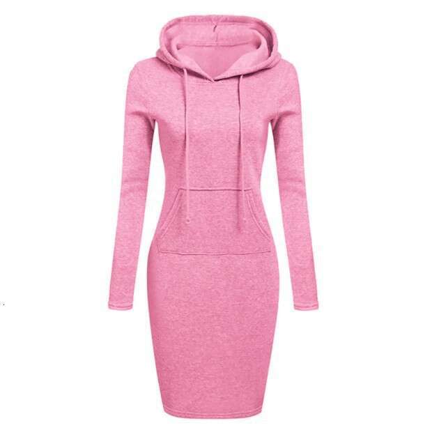 Cross-border Foreign Trade 2026 Autumn/Winter New Wish European and American Women's Fashion Solid Color Hooded Long Sleeve Dress