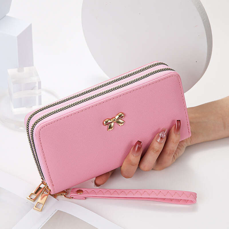 Luxury fashion wallet Popular In Foreign Trade Women S Manufacturer Wholesale New Bow Double Zipper Wallet Fashion Mobile Phone Bag