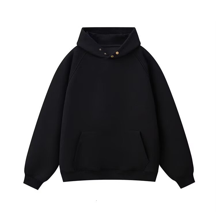 Heavy Vintage Double-button Quilted Hooded Sweatshirt For Designer Hoodie Men Loose Fit Stylish And Cool Style Suitable For Students And Couples
