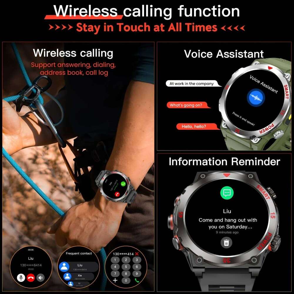 New Smart Watch 1.52 inch HD Display Bluetooth Call LED Flashlight Multiple ModesPedometer Men's Sports Smartwatch