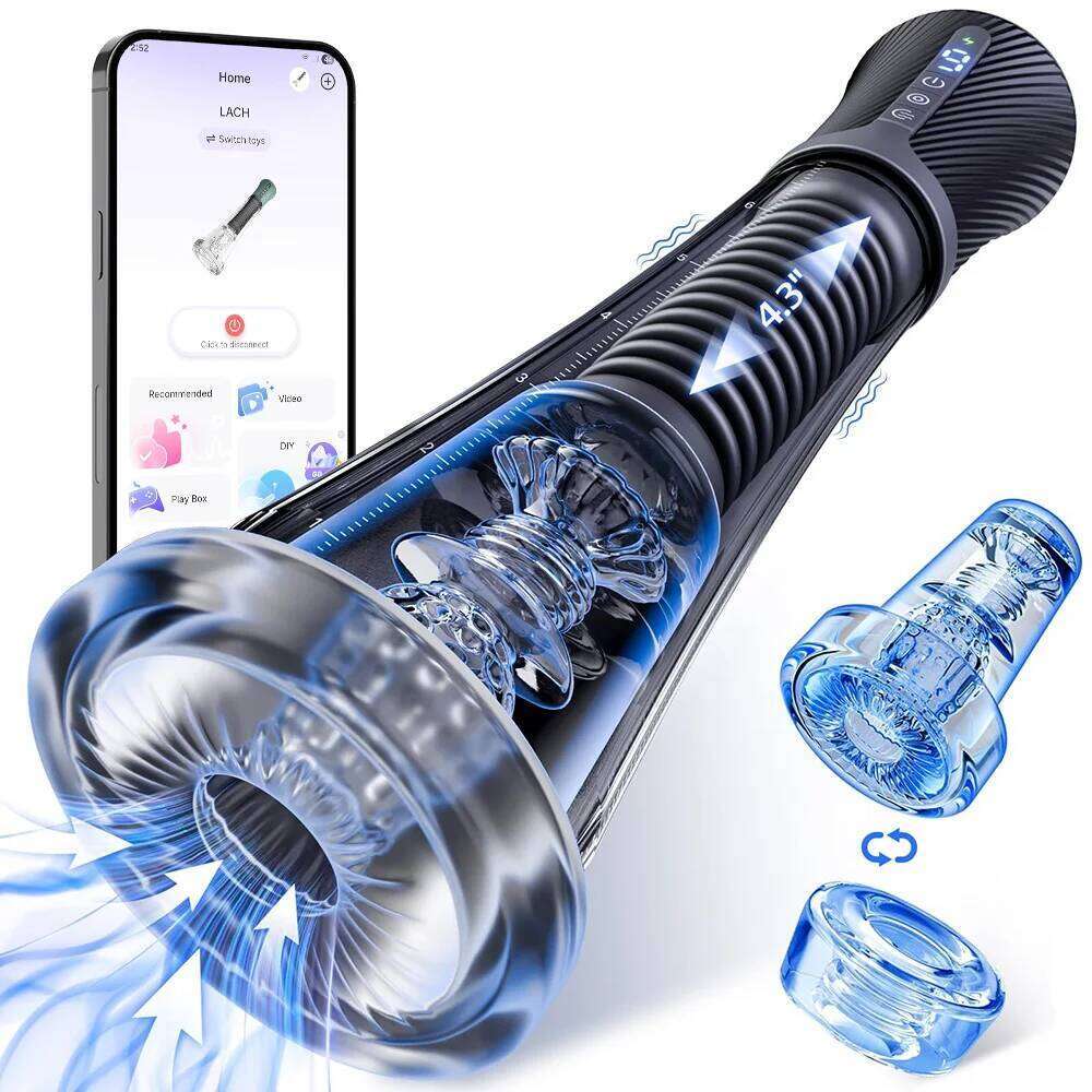 Masturbator Penis Pump Enlarger Transparent Visual Male Sex Toys for Men APP Control Vibrating Vacuum Suction Glans Trainer Z260311