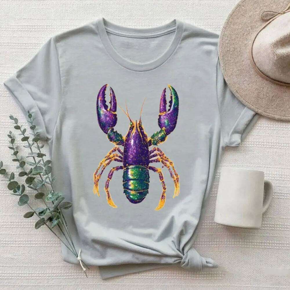 Crawfish Shirt Mardi Gras Sweatshirt Aesthetic High Quality Cotton Tops Y2k Top Women Clothes Z260312