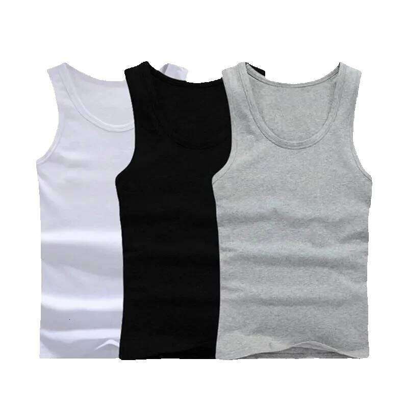 Men's T-Shirts Men's Tees Polos Summer Slim Fit Cotton Solid Underwear Men Quality Casual Sleeveless Tee Pack of Men's Clothing