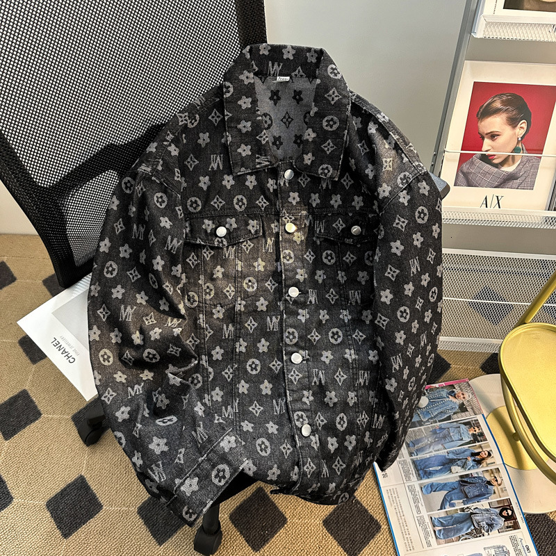 Luxury Brand Designer Clothes Spring And Autumn New Trendy Jacquard Denim Jacket For Men And Women, Loose Casual Couple Jacket, Fashionable And Versat