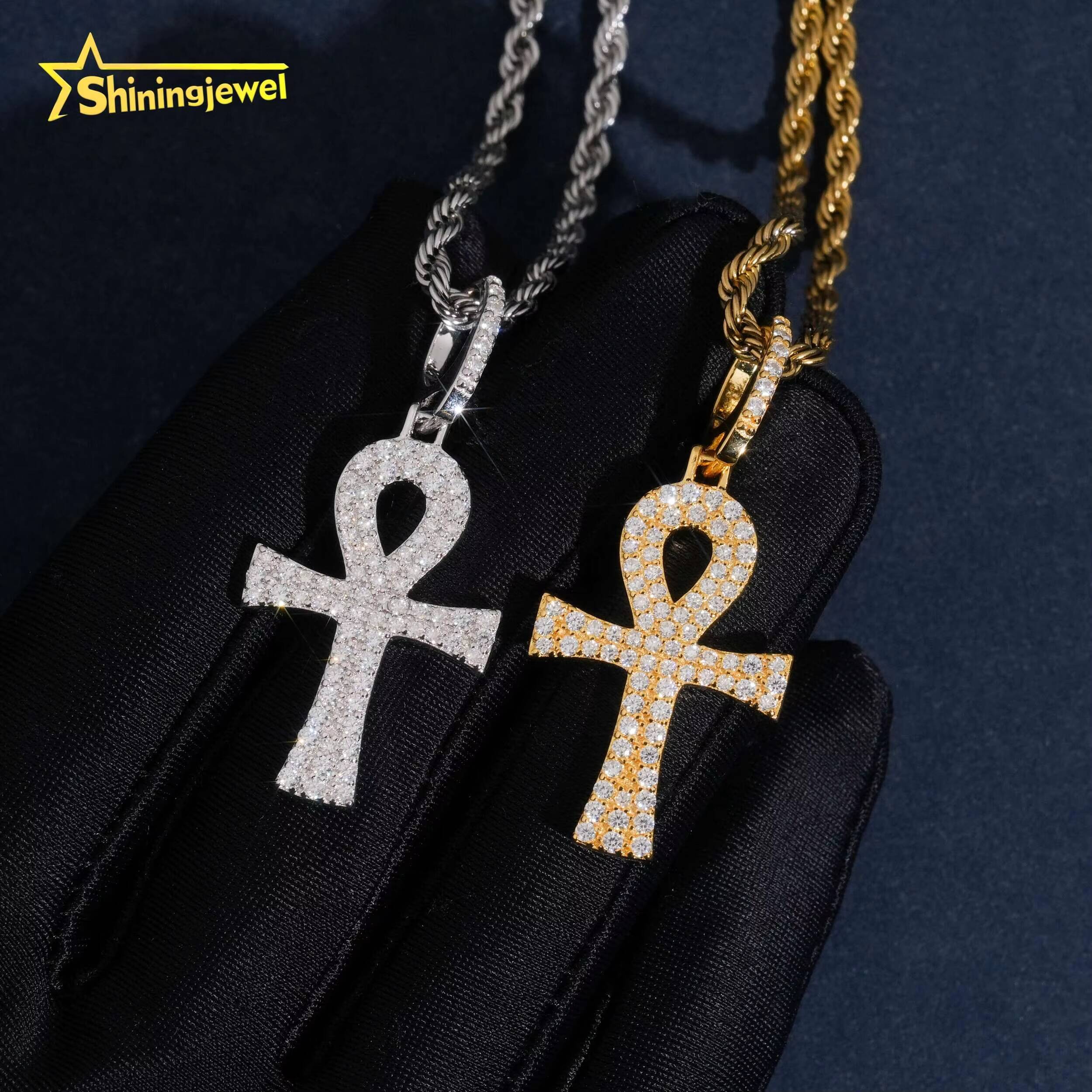 GRA Iced Out VVS Moissanite Corss Pendant Men Hip Hop Jewelry 925 Sterling Silver Fashion Pendants Charms for Necklace