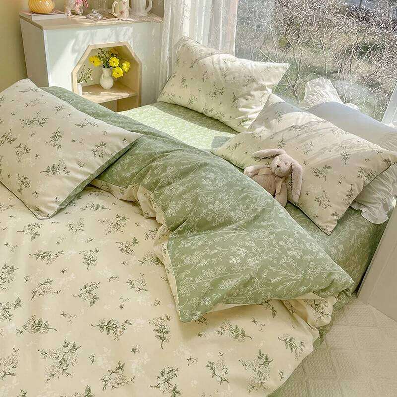 Double Bed Bedding Four-piece Set Pure Cotton Duvet Fitted Sheet Pillowcase Fading Resistant Home Textile Quilt Cover H260312