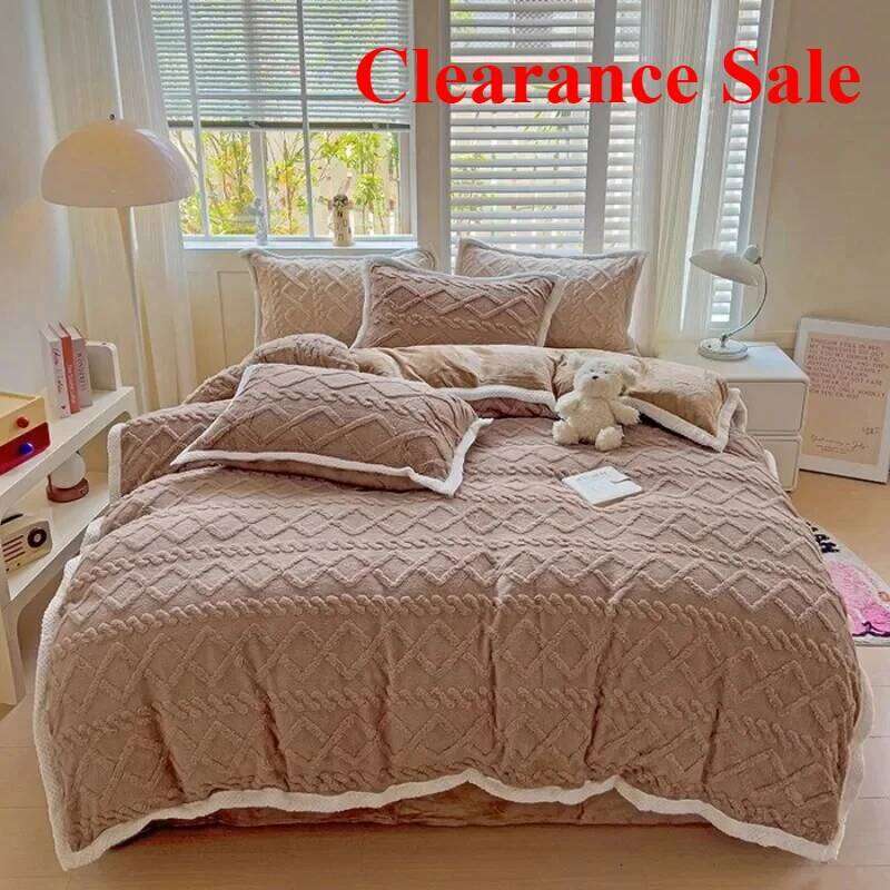 2025 new solid color Tafu milk fleece bed sheet four-piece set small standard thickened warm and comfortable H260312