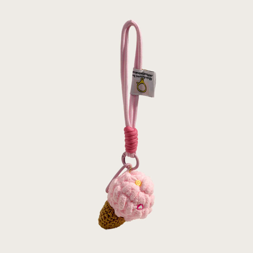 Unique hand-woven ice cream plush keychain, bag pendant, car decoration, new model wholesale