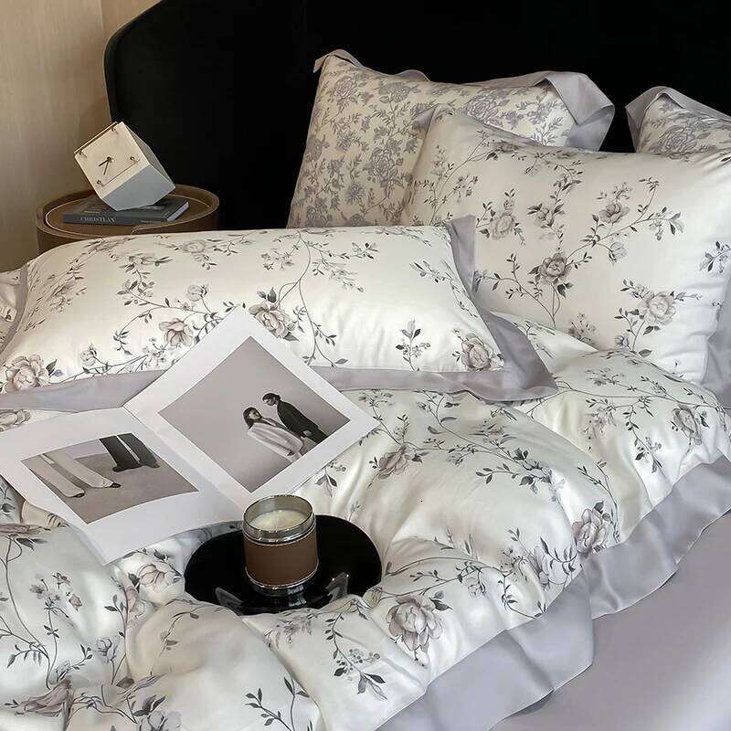 Digital Printing Flowers and Plants Bedding Set Lyocell Eucalyptus Fiber Soft Silky Duvet Cover Bed Sheet Pillowcase 4Pcs H260312