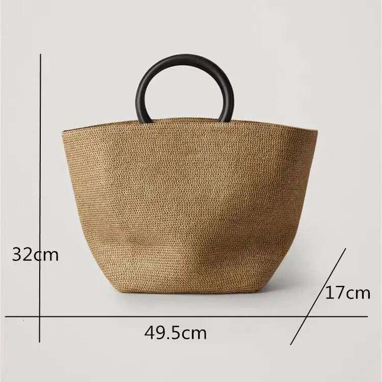 Free Lazy Artistic Texture Large Capacity Straw Tote Lafite Grass Weaving Handmade Woven Summer Beach Bag Commuter Shopping WONST