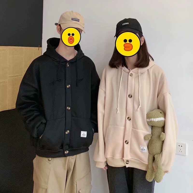 New Autumn And Winter And Couple's Jacket Designer Hoodie Ins Harajuku Style Loose And Cute Cardigan With Buttons Hooded Long-sleeve Sweatshirt