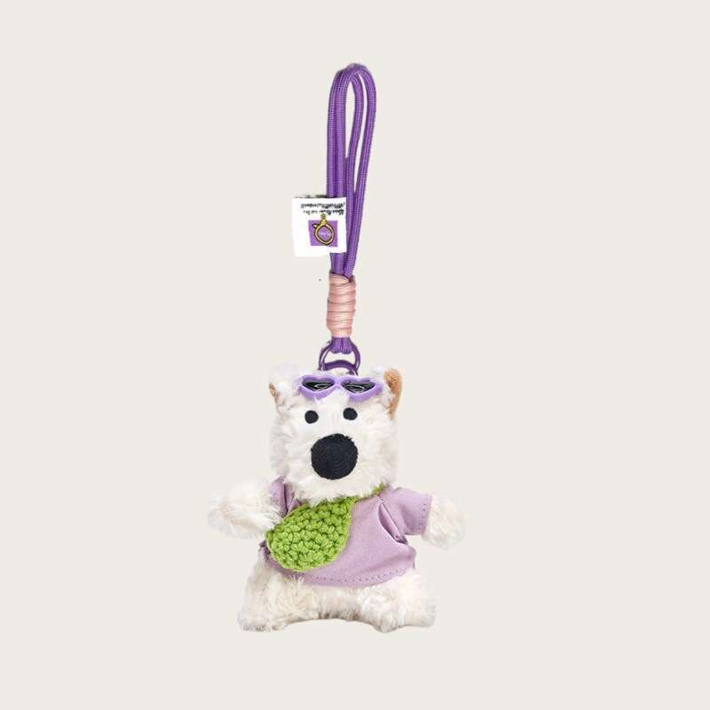 Doll Small Toy Car Keychain Girl Gift Cute West Highland White Terrier Plush Pendant Scrawled Puppy Bag Charm
