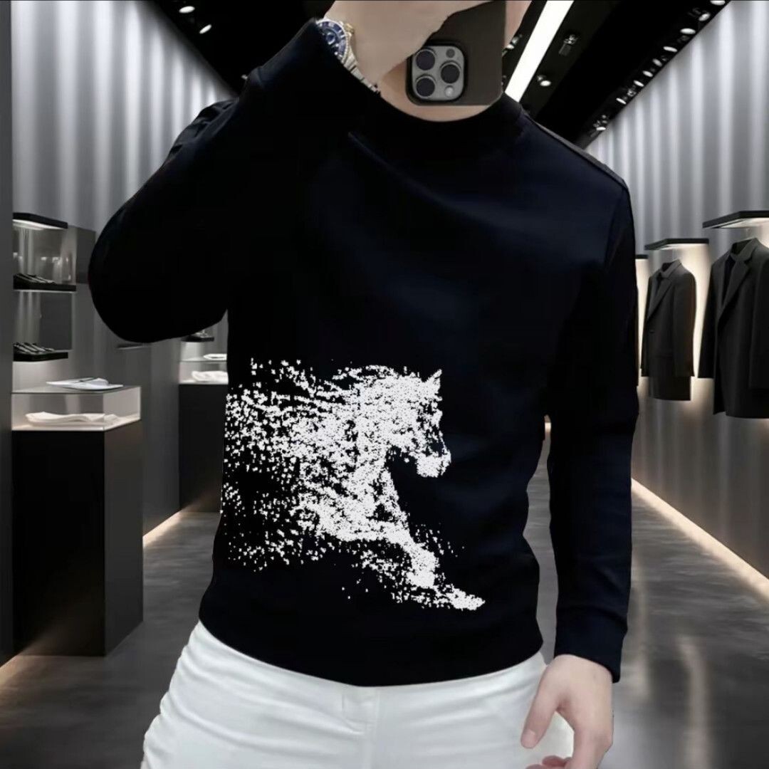 2026 Yer Of The Designer Hoodie Horse Red Swetshirt For Men Festive Red Clothing For The Zodic Yer New Verstile Csul Slim-fit Top