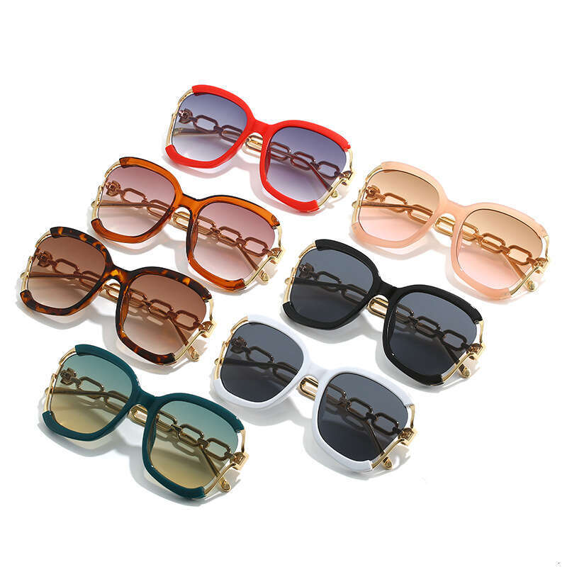 Autumn New Chain European And American Street Style Fashion Trend Metal Hollow Brushed Sunglasses Uv400