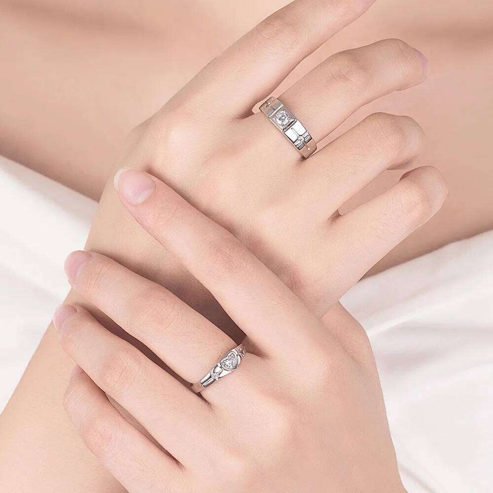Real 925 Stelring Silver Woman's New Jewelry Heart Square Crystal Zircon Couple Ring For Men XY0390 W260311