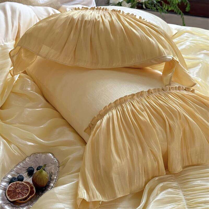1000TC Egyptian Cotton Vintage French Palace Style Pleated Lace Ruffles Bedding Set Duvet Cover Bed Skirt Pillowcases 4Pcs H260312