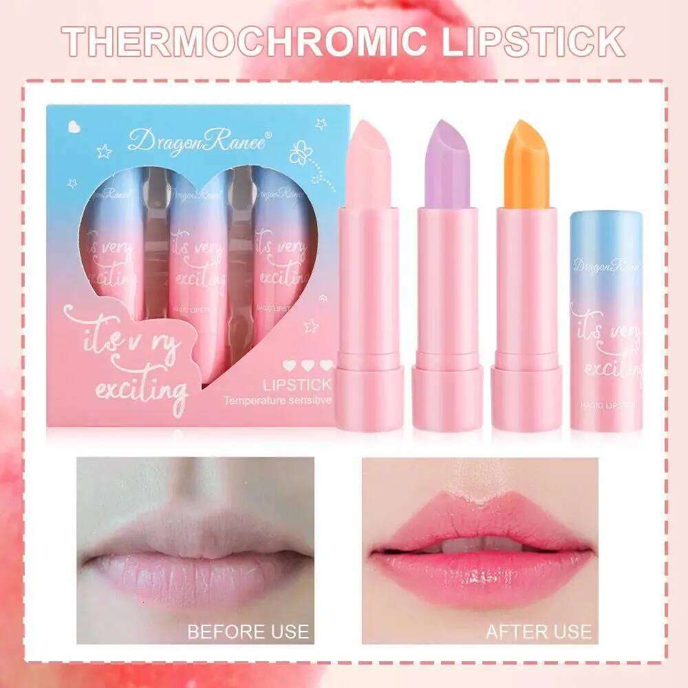 Women Lipstick Set 3pcs Moisturizing Long Lasting Non Transfer Warm Tone Balm Nourishing Lip Color Collection W260311