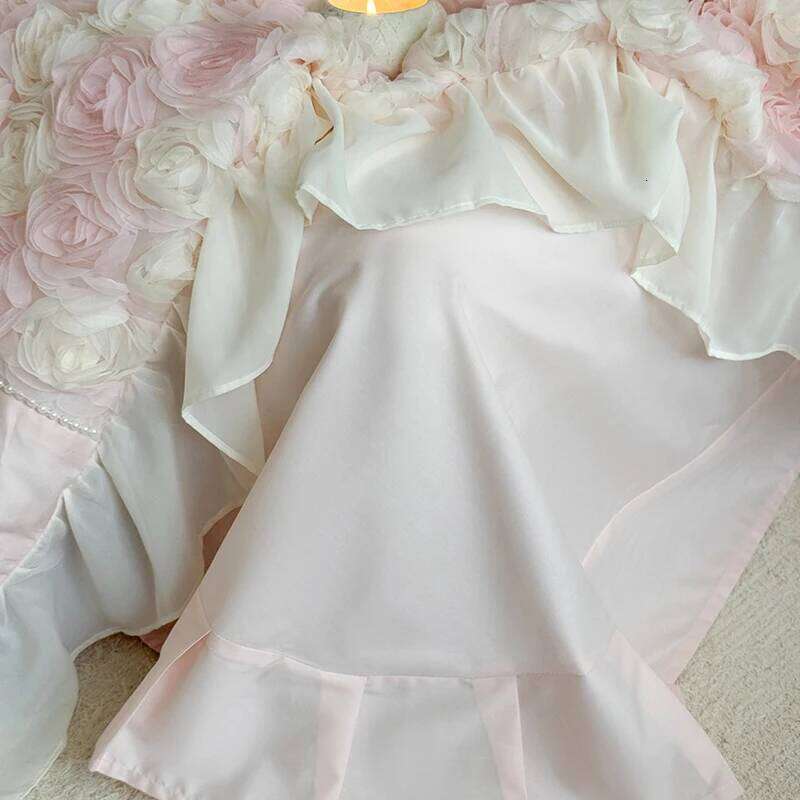 Three-Dimensional Rose Lace Ruffles Princess Wedding Bedding Set Egyptian Cotton Duvet Cover Bed Sheet Or Bedspread Pillowcases H260312