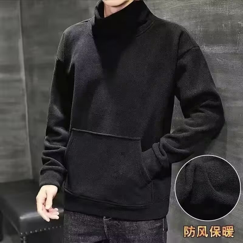 Double-sided Fleece New -style Half-high Collar Thermal Base Shirt Trendy Autumn And Winter Style Suitable For Students To Wear As An Outer Designer H