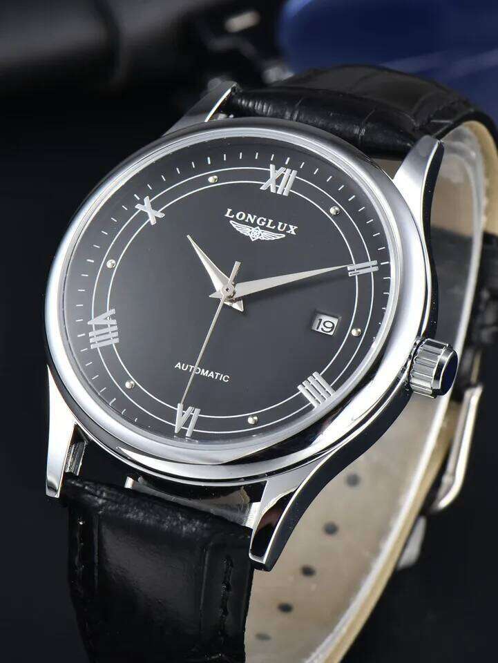 LONGLUX automatic wholesale mechanical watches simple versatile date waterproof fashion leather man watch men gift