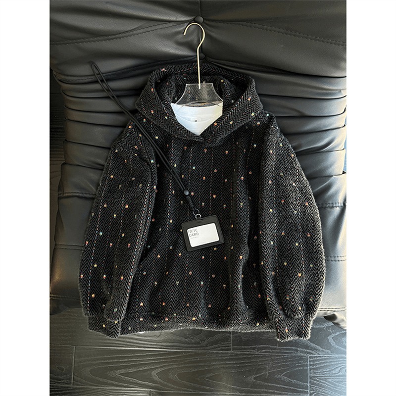 Retro Men's Autumn Winter New Designer Hoodie Plush Loose Versatile Personality Casual Fashion Trendy Hooded Sweatshirt