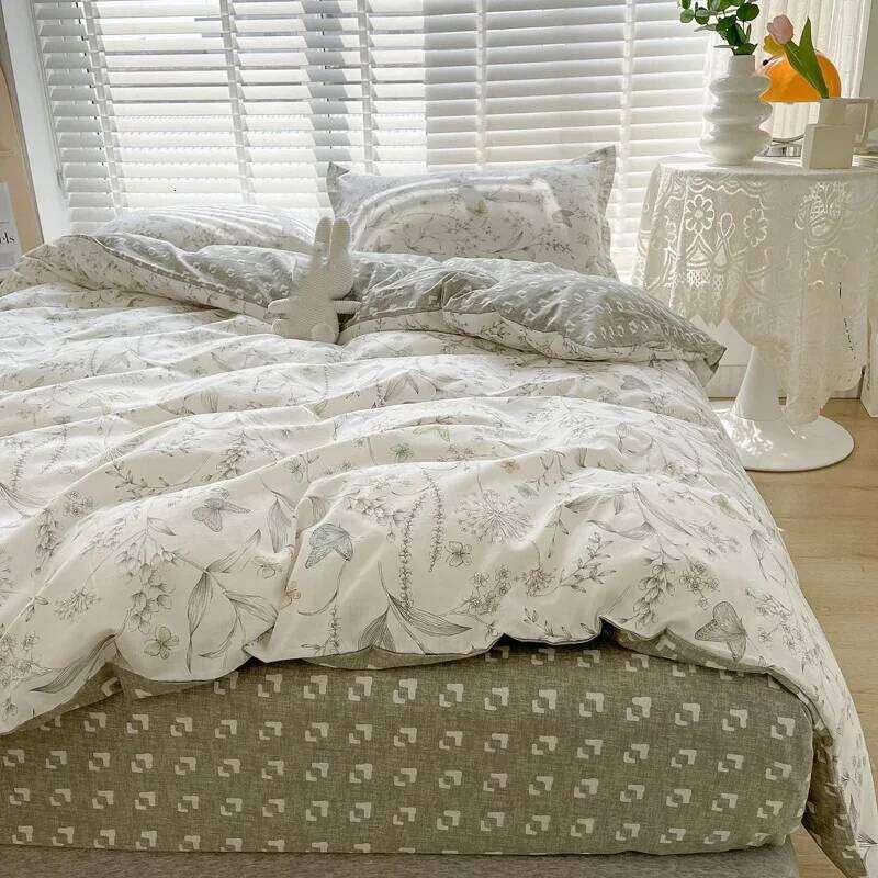 3pcs 100% Cotton Duvet Set 1*Duvet Cover + 2*Pillowcase, Without Core, Fresh Flower Print Bedding Set, Soft Comfortable H260312