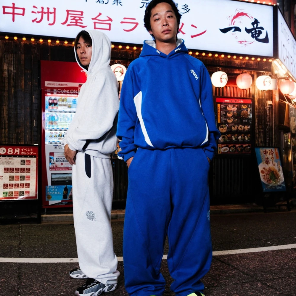 Autumn and winter trendy mens and womens high street Japanese casual sports letter hooded sweatshirt and pants set 260311