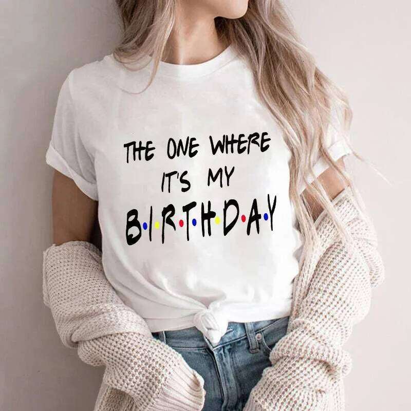 Friends Group T-shirt Happy Birthday Crew Squad Party for Girl Tees Fashion Letter Tops Y2k Graphic Women Clothing Z260312