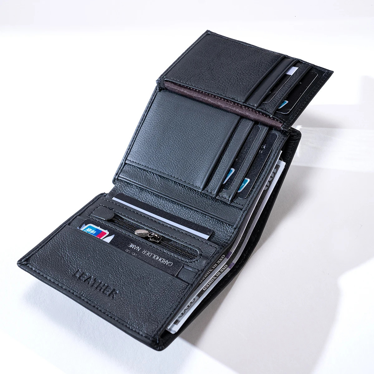 mens wallet Genuine Leather Wallets For Men Coin Purse Vintage Vertical Short Credit Card Holder Money Bag Mens RFID wallet 260304