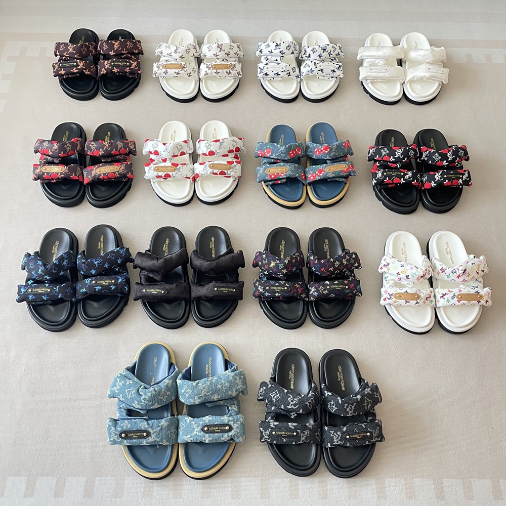 Designer sandals women men slides pillow mules comfort embossed denim casual platform sandal luxury slippers shoes summer beach sliders ladies flats
