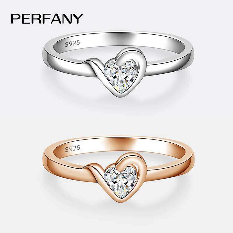 PERFANY 0.3CT Heart Cut Moissanite Ring for Women S925 Pure Silver Plated 18K Rose Gold laboratory diamond wedding jewelry H260312