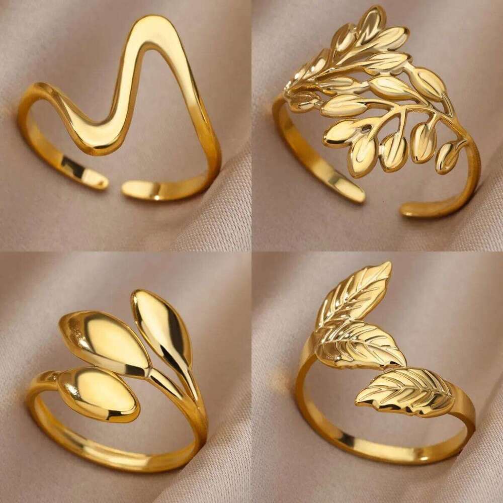 40 Style for Women Stainless Steel Classic Gold Color Adjustable Rings Wedding Aesthetic Jewelry Gift Free Shipping H260312