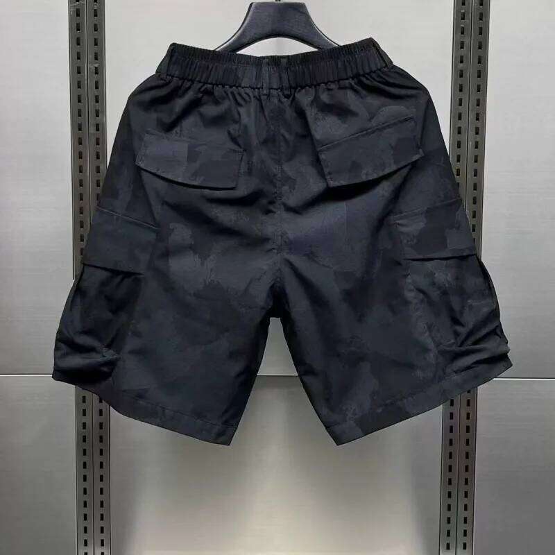 Cargo Knee Men Outdoor Camo Breathable Wear Resistant Big Pocket Elastic Waist Sport Beach Printed Casual Shorts