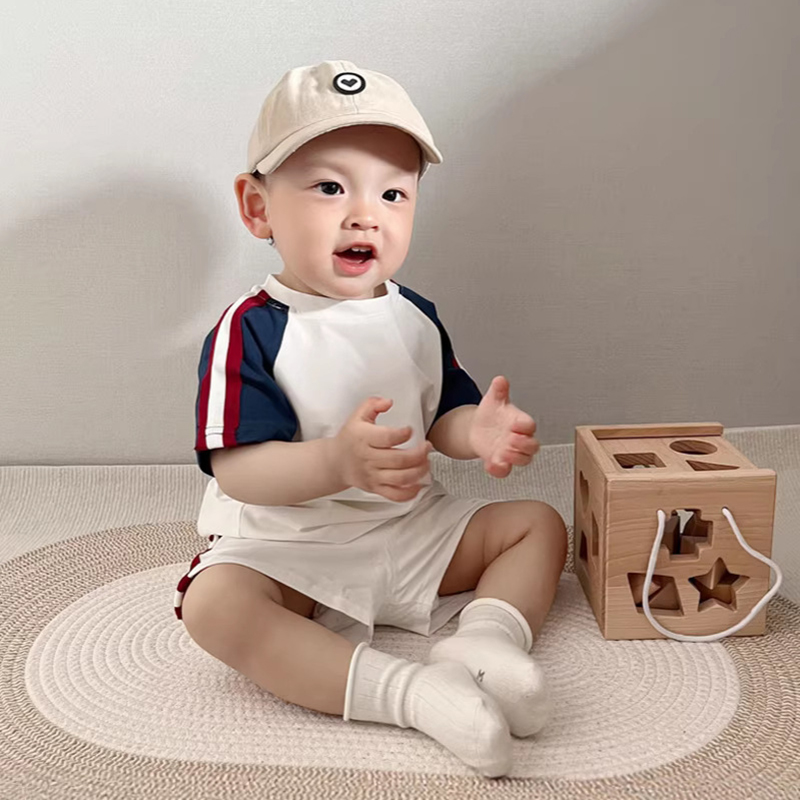 Baby boy summer short sleeved set casual sportswear thin two-piece set baby clothes