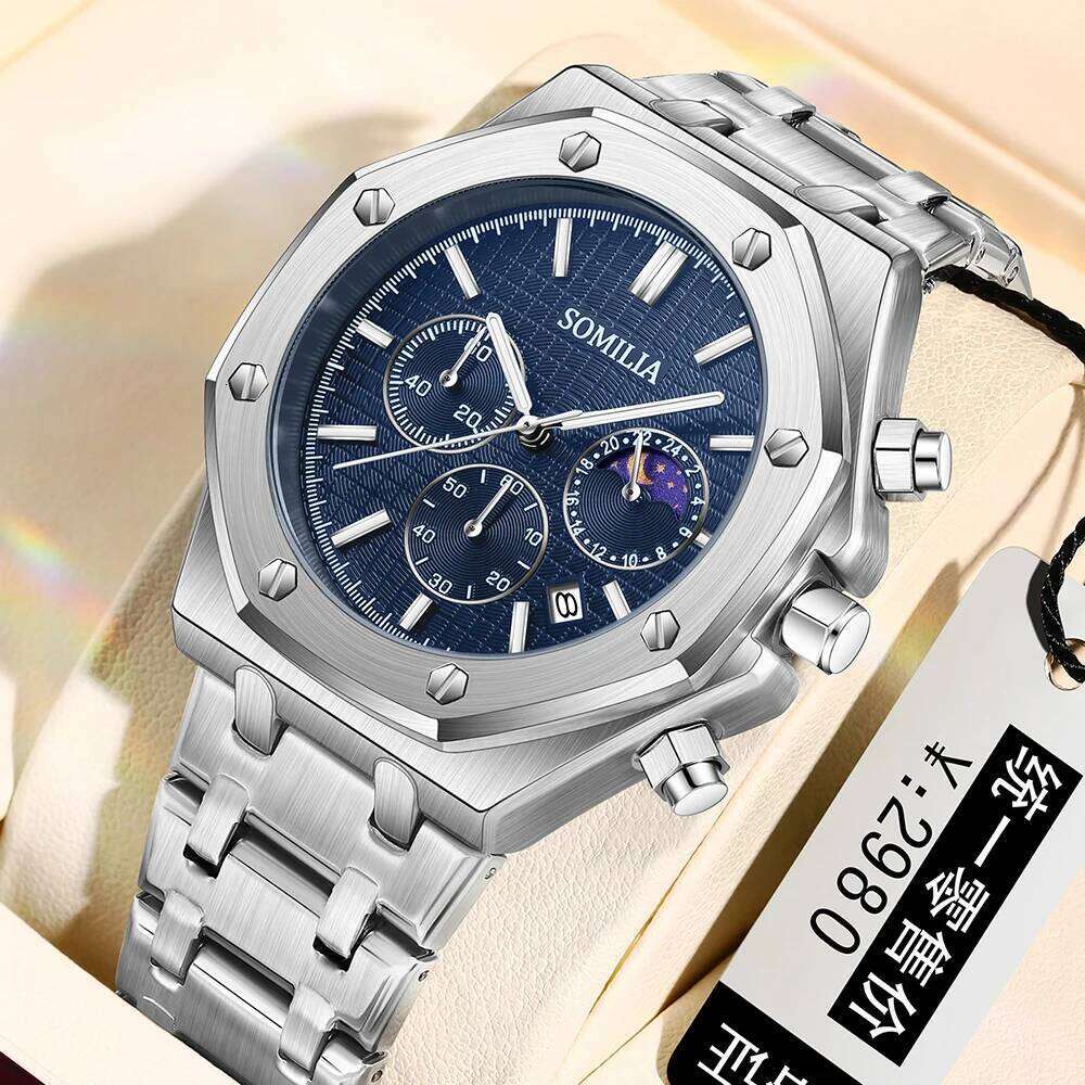 SOMILIA 2311 Fashion Three Eye Six Pin with Waterproof and Luminous Steel Strip, Business Men's Quartz Watch