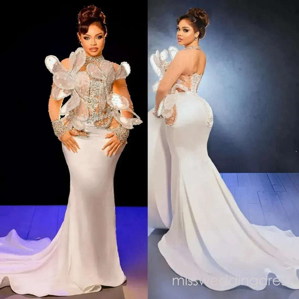 New 2026 Aso Ebi Prom for Black Women Mermaid Long Sleeves High Neck Illusion Rhinestones Promdress Evening Dresses Birthday Party Dress Guest Gowns 0