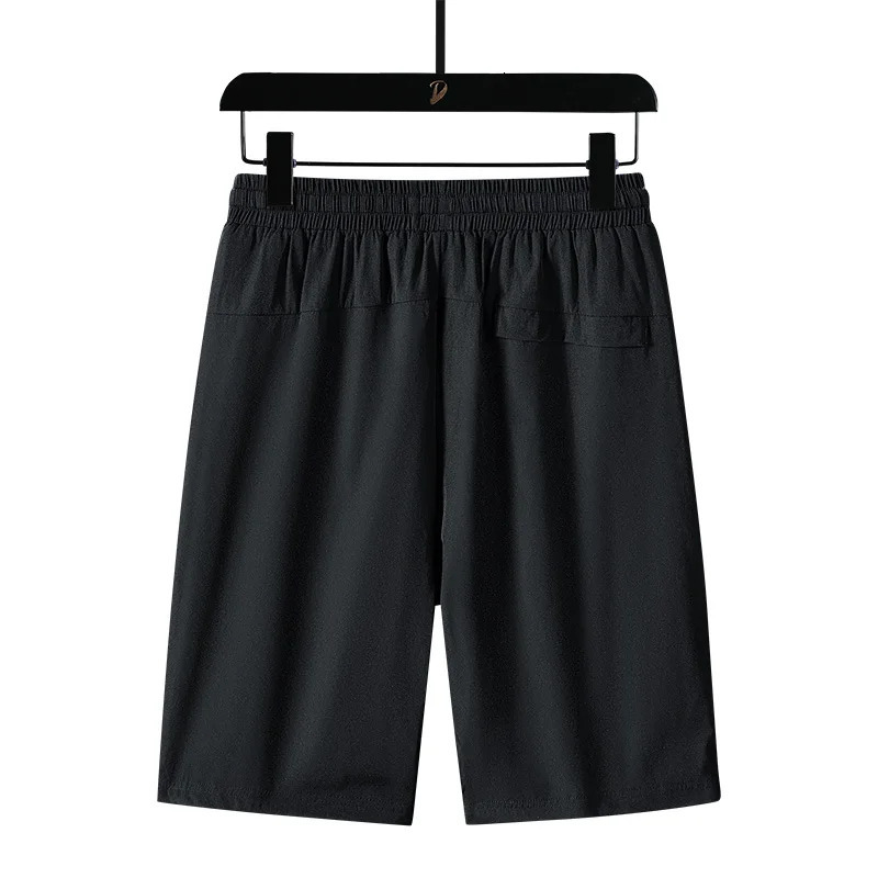 Men Shorts Ice Silk Stretch Pants 6XL 7XL 8XL Plus Size Summer Beach Quick Dry Breathable Sport Trousers Running Black 260228