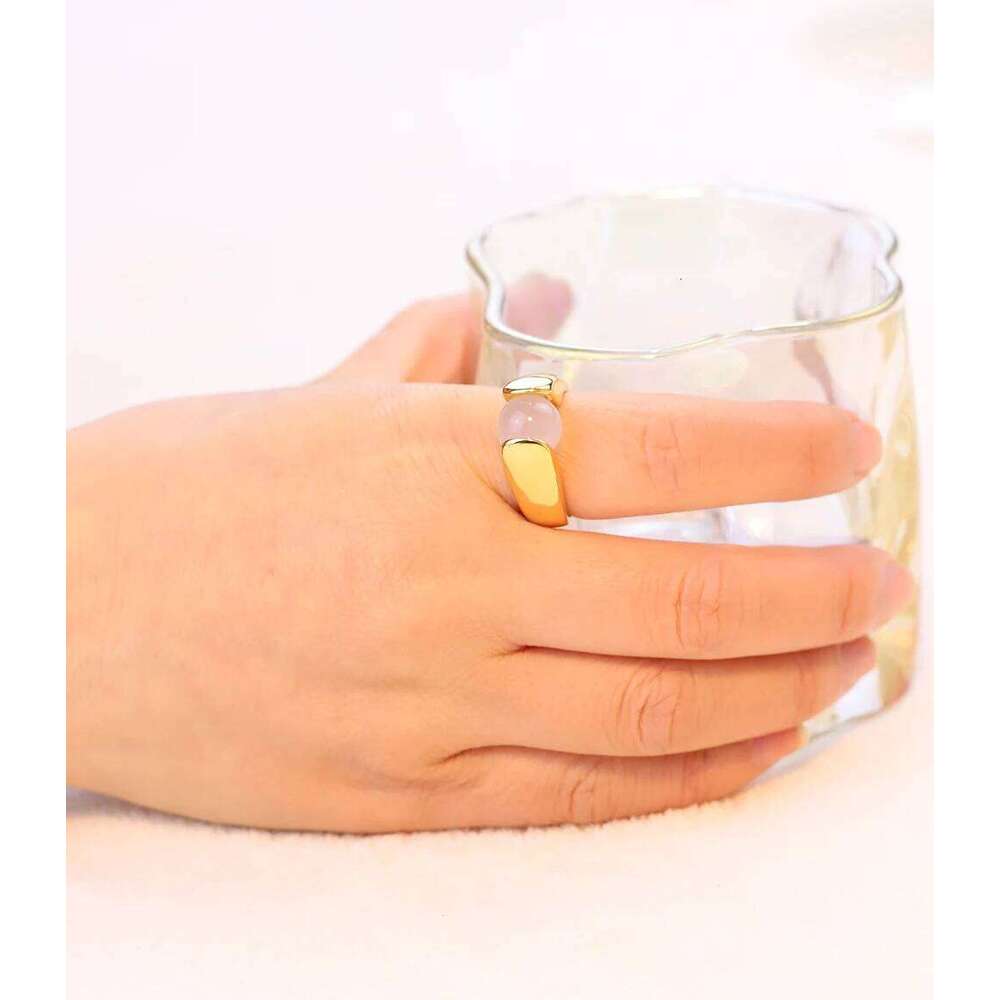 New Fashion Colorful Opal Women Quality Stainless Steel Round Black White Cat's Eye Stone Wedding Ring H260312