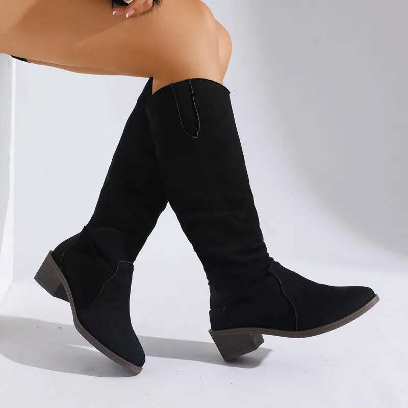 Womens Knight Boots 2025 New Style Trend Green Slip-on Suede High Heels Thick Sole Luxury Womens High Boots Elegant High Heels S260312