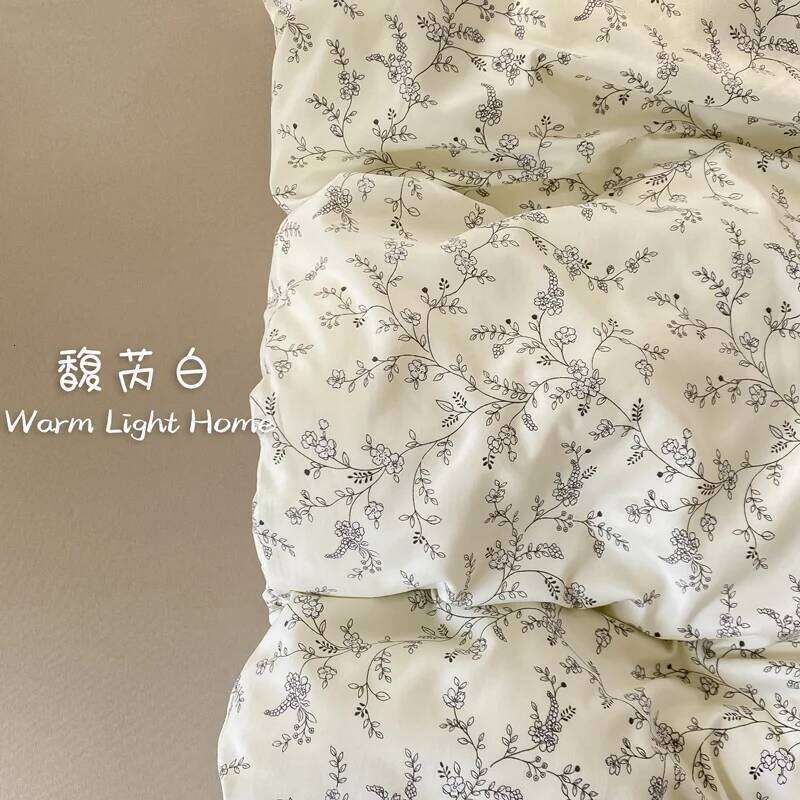Ins Princess Bedding Simple Floral Duvet Cover Pillowcases Flat Sheet Single Twin Double Queen Size Home Decor Bed Linen Set H260312