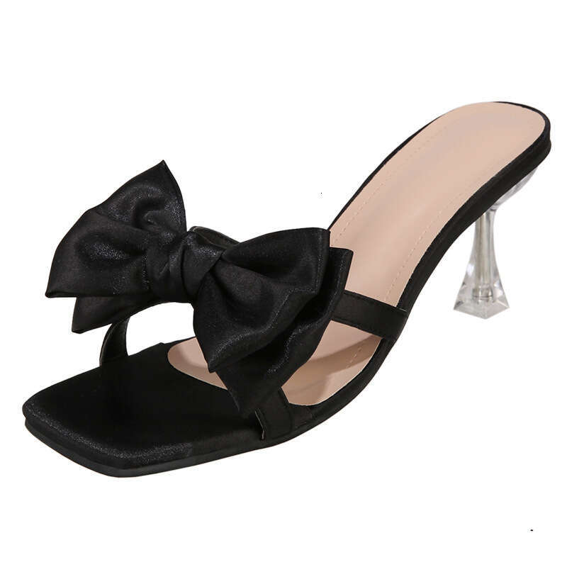 designer shoes Square Thin Heel Bowknot Sexy Sandals for Women Summer European and American Open Toe Petite High Heels