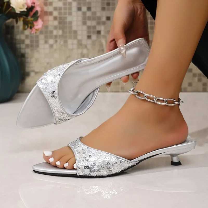 Bling Women Pointed Toe Slippers Sexy High Heels Sandals Shoes 2026 Summer Party Open Toe Shoes Woman Elegant Pumps K260312