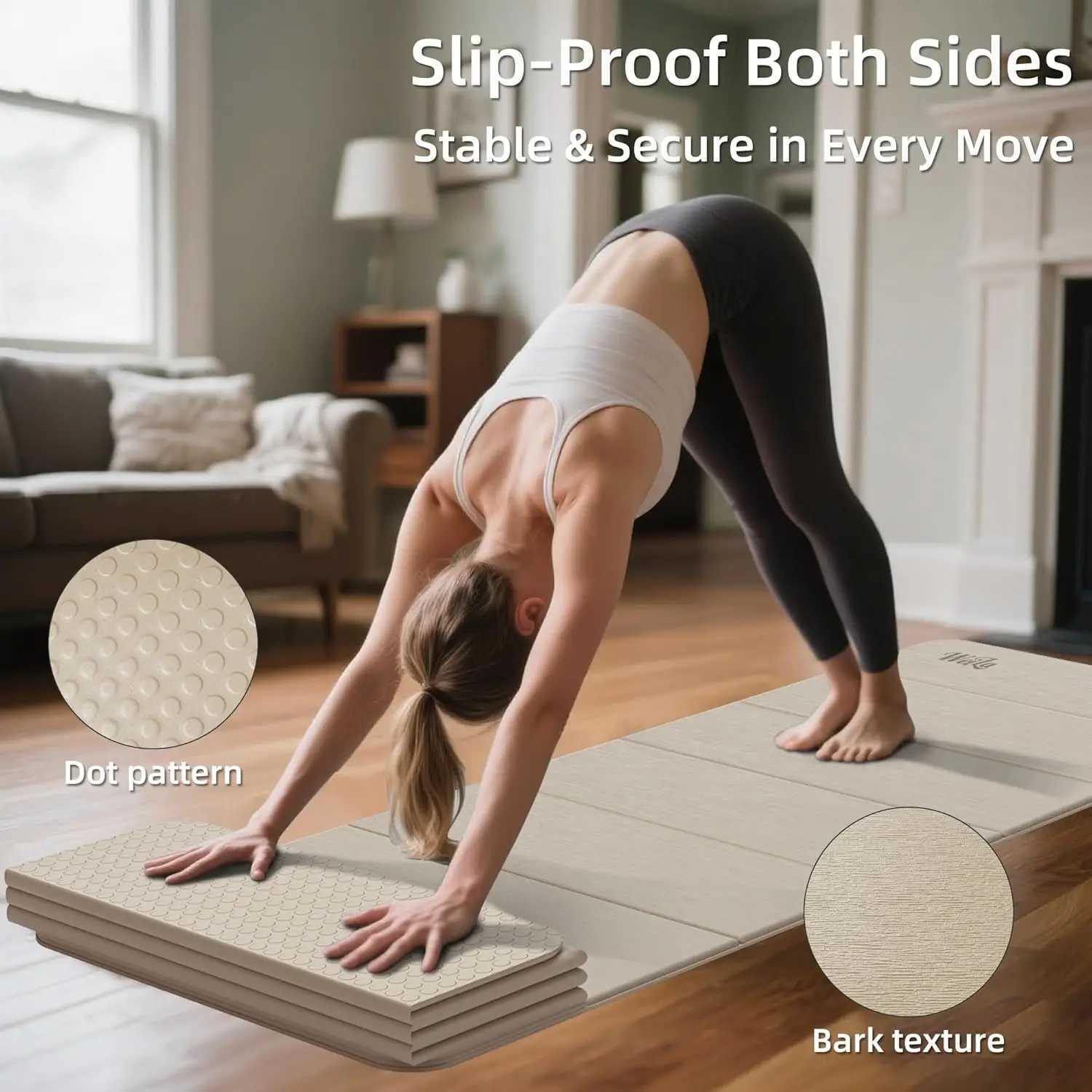 Extra Thick Yoga Mat 69x24 Inch Non-Slip Exercise Mat for Home Gym Foldable for Travel Camping M260312