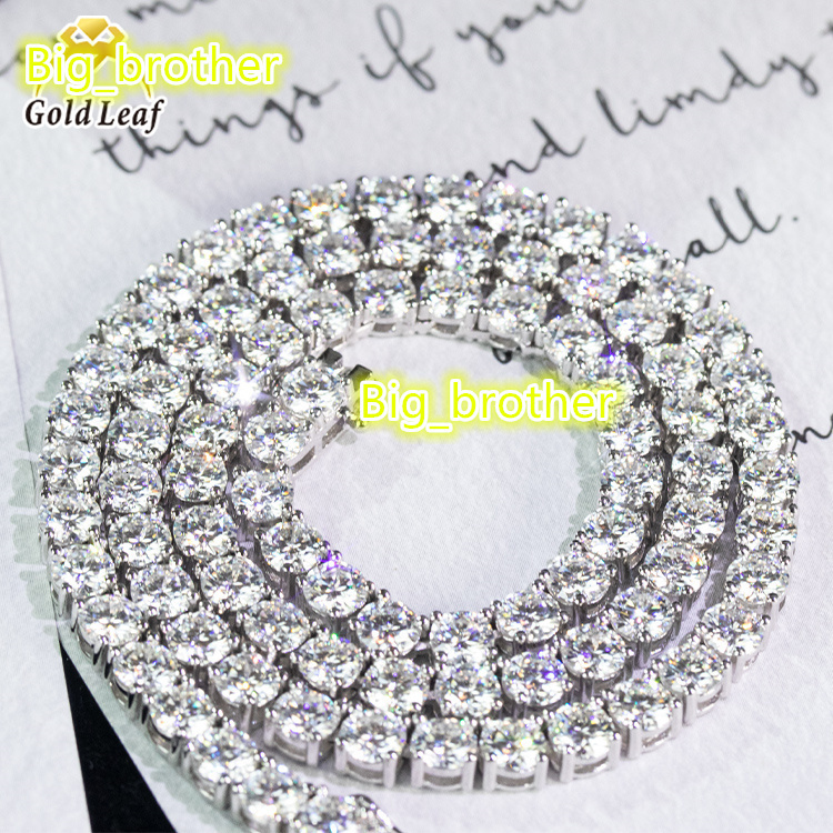 Goldleaf Trendy Hiphop Tennis Chain Bracelet 925 Silver Gold Plated 3/4/5mm 5A Moissanite VVS Cubic Moissanite White Gold Tennis Link Diamond