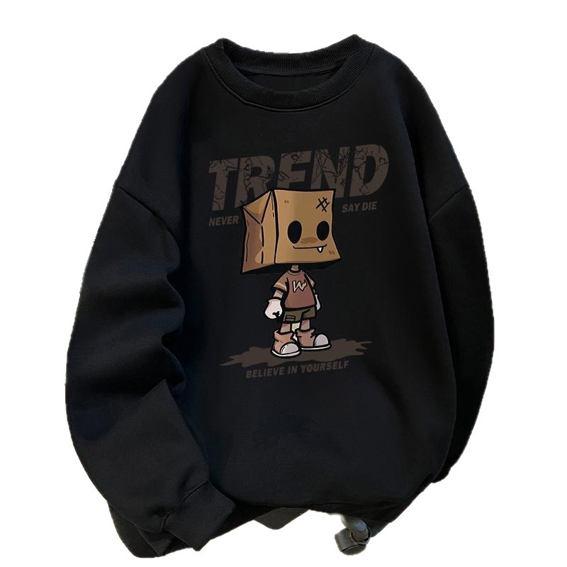Fleece-lined Hoodless Swetshirt For Men Designer Hoodie Utumn Nd Winter Populr New Model Crtoon Nime Print Round Neck Trendy Csul Wer For Men