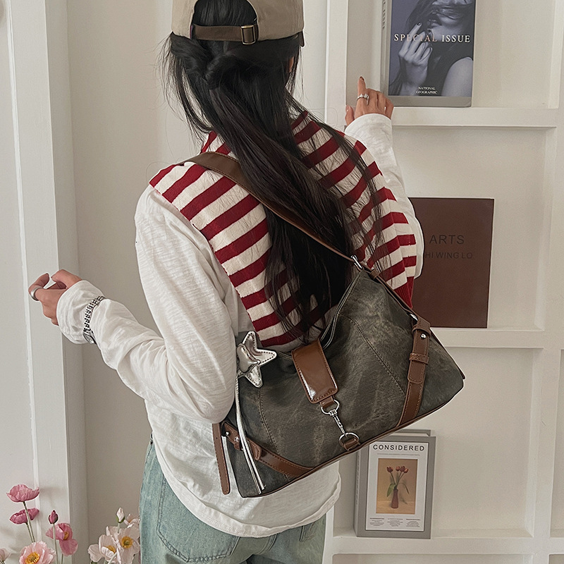 Spring new backpack, unique design PU patch fashionable handbag large capacity shoulder bag armpit bag designer bag crossbody bag